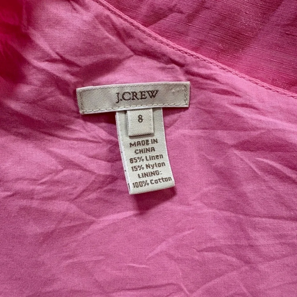J.Crew‎ One Shoulder Pink Party Dress Linen Blend Cocktail Size 8